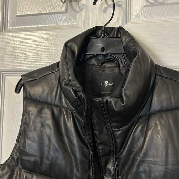 7 for all mankind faux leather puffer vest - Picture 7 of 14